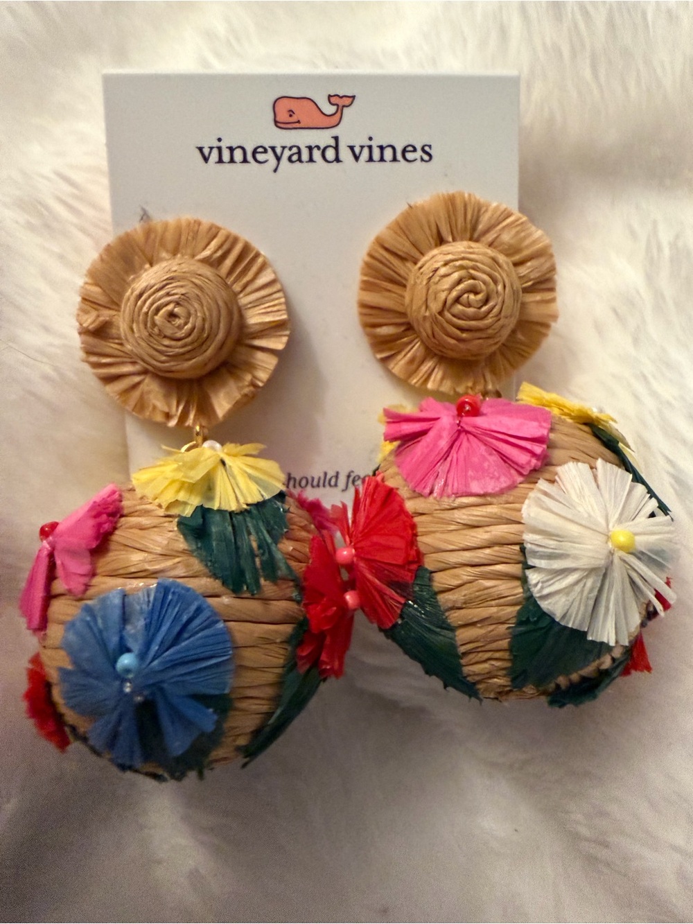 NWT Vineyard Vines 💕RARE💕Multicolor FLORAL RAFFIA LIMITED EDITION Drop Earrings